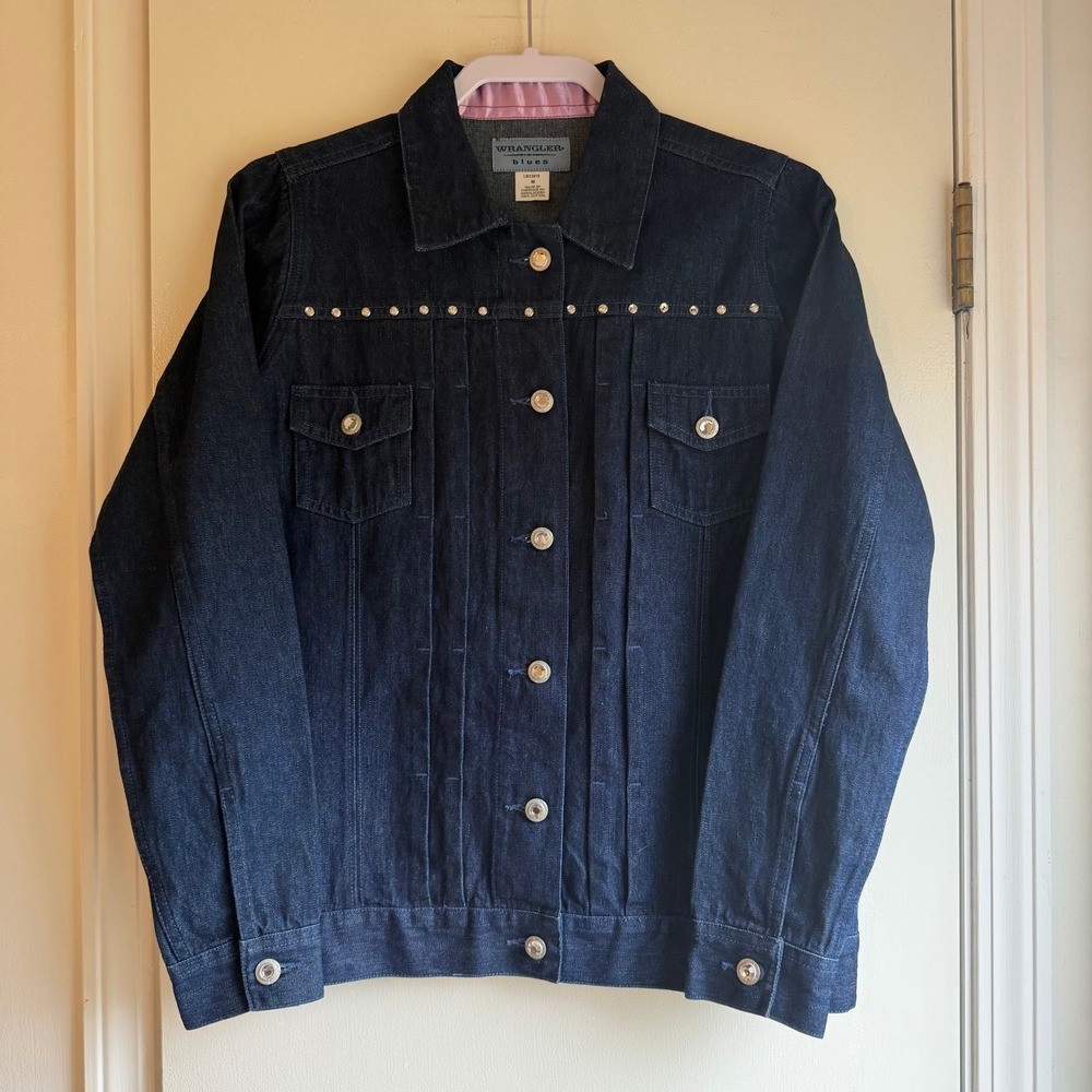 Wrangler Blues Women's Denim Jacket Rhinestone Studded Dark Wash Size M